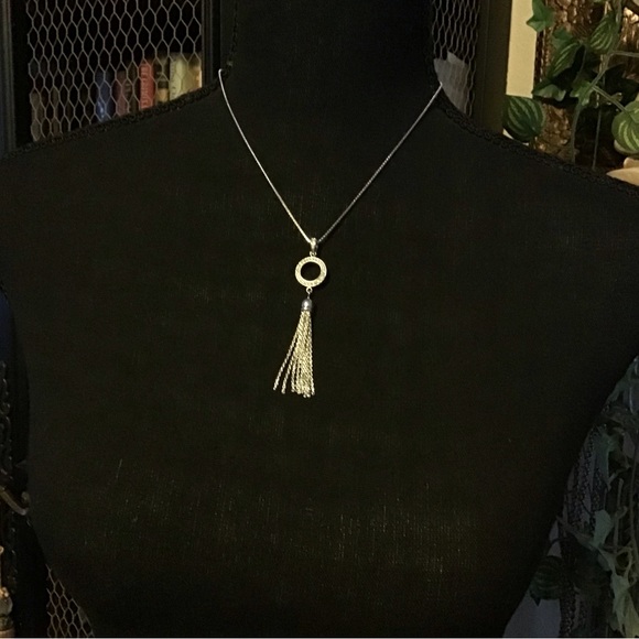 Beautiful sterling silver necklace with diamonds.  NEW - Picture 4 of 11